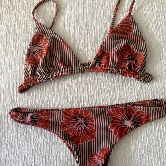 Benoa Swim Red and Black Floral Bikini